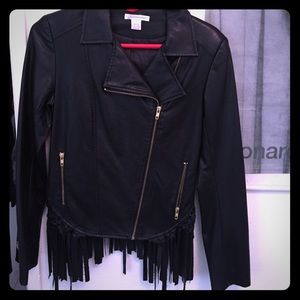 Leather jacket with Fringe